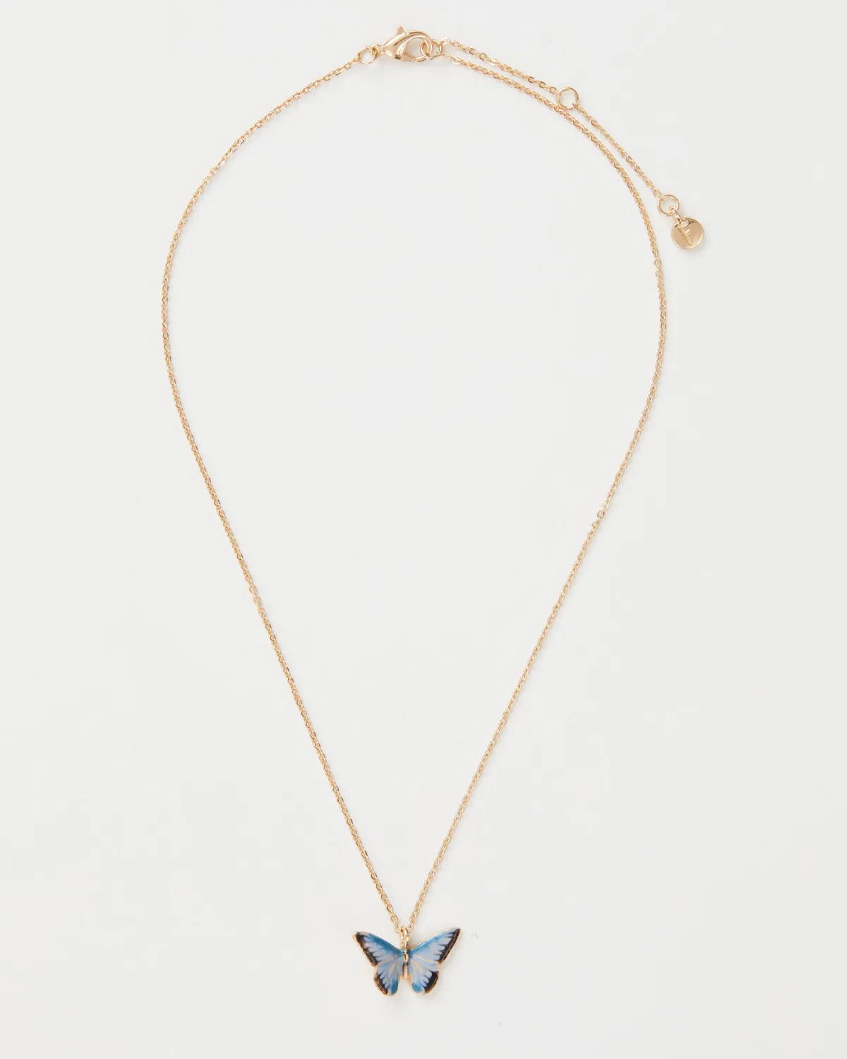 Necklaces-Fable England Enamel Blue Butterfly Short Necklace