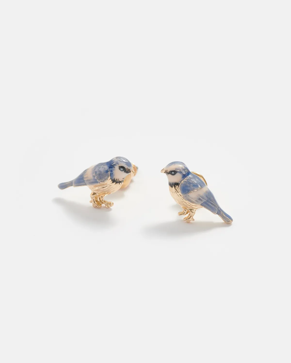 Earrings-Fable England Enamel Blue Tit Stud Earrings
