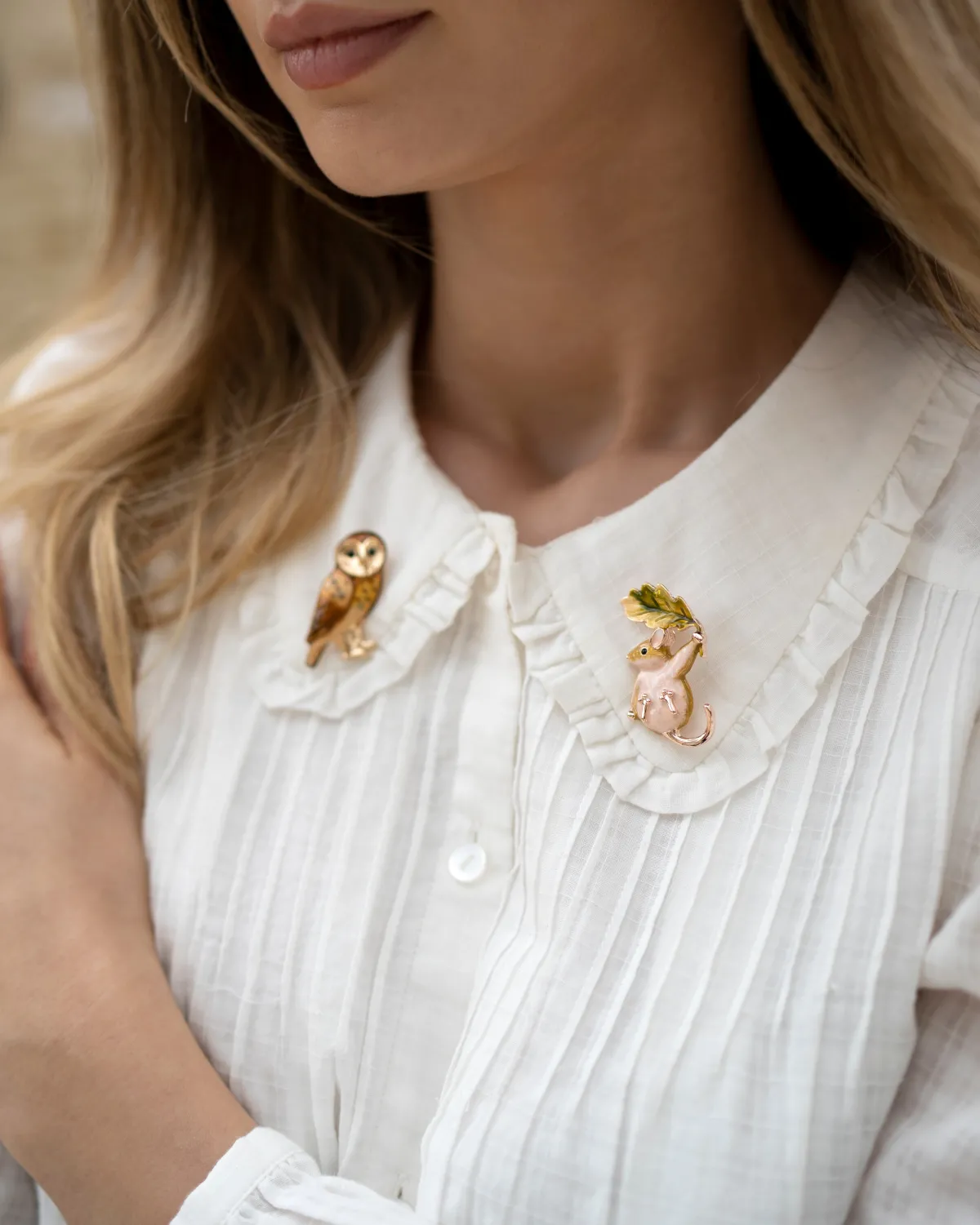 Pins & Brooches-Fable England Enamel Dormouse Brooch