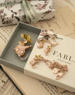 Pins & Brooches-Fable England Enamel Dormouse Brooch