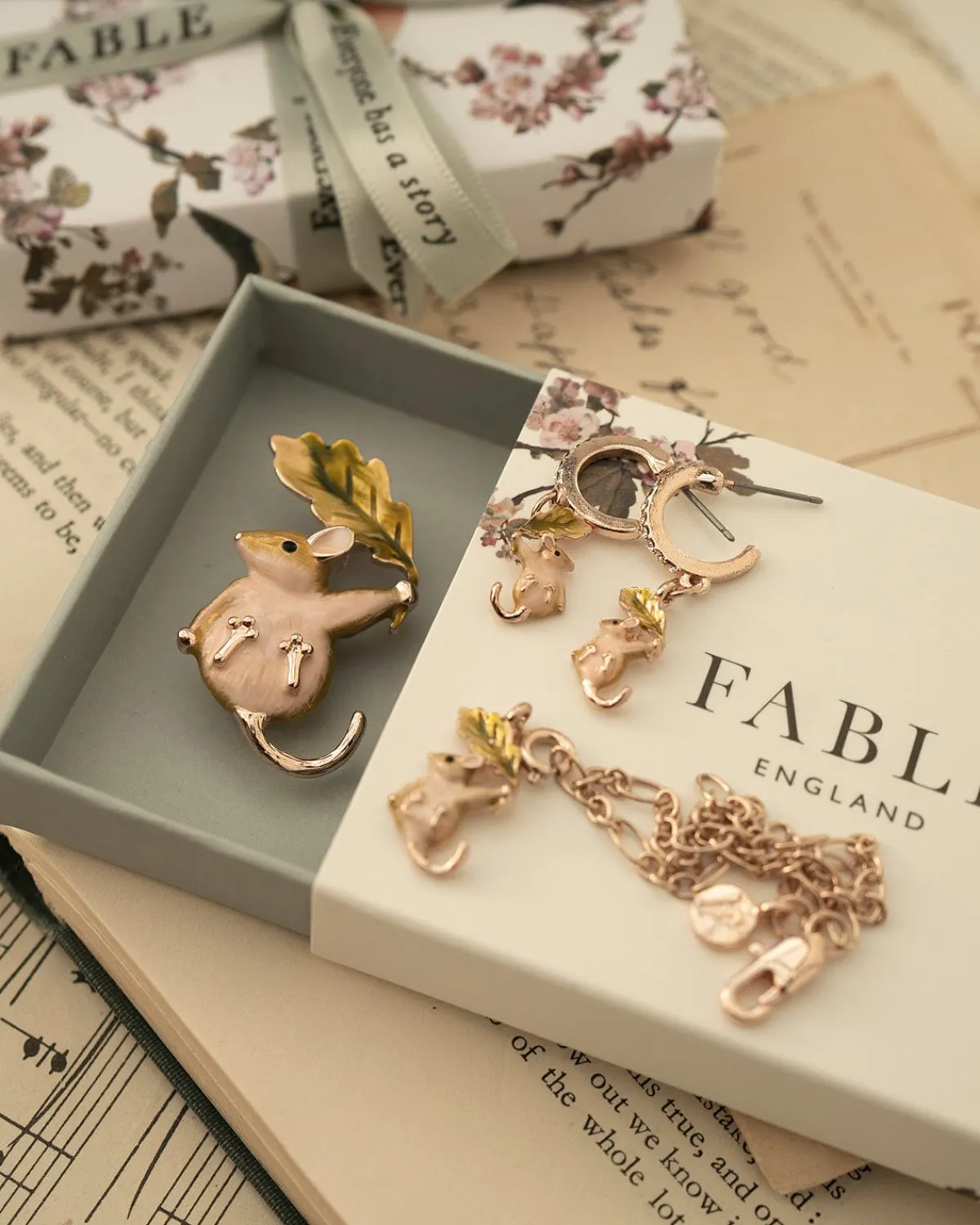 Pins & Brooches-Fable England Enamel Dormouse Brooch