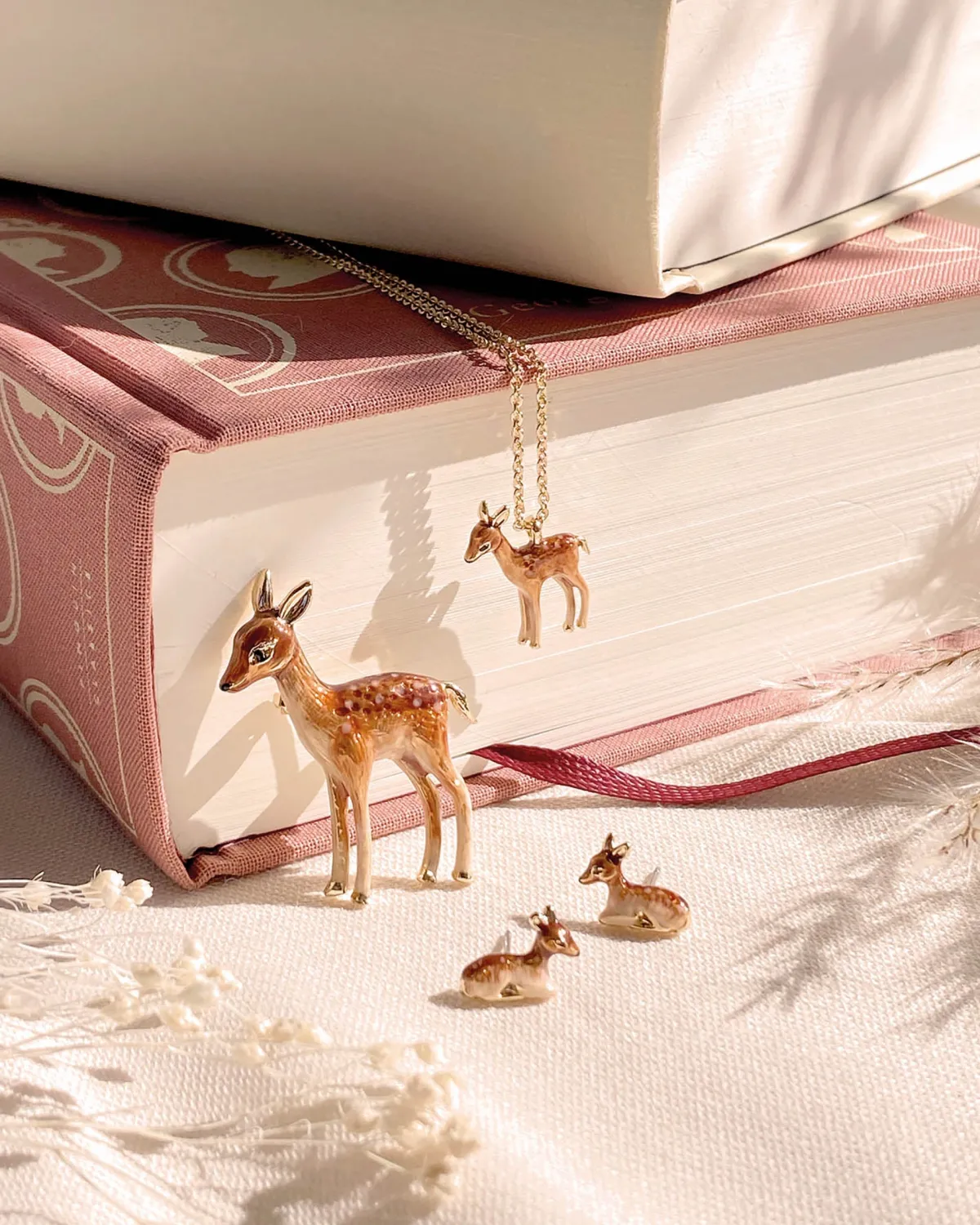 Necklaces-Fable England Enamel Fawn Necklace