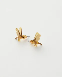 Earrings-Fable England Enamel Flying Robin Earrings