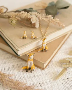 Pins & Brooches-Fable England Enamel Fox Brooch