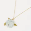 Necklaces-Fable England Enamel Hydrangea Gold Necklace