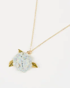 Necklaces-Fable England Enamel Hydrangea Gold Necklace