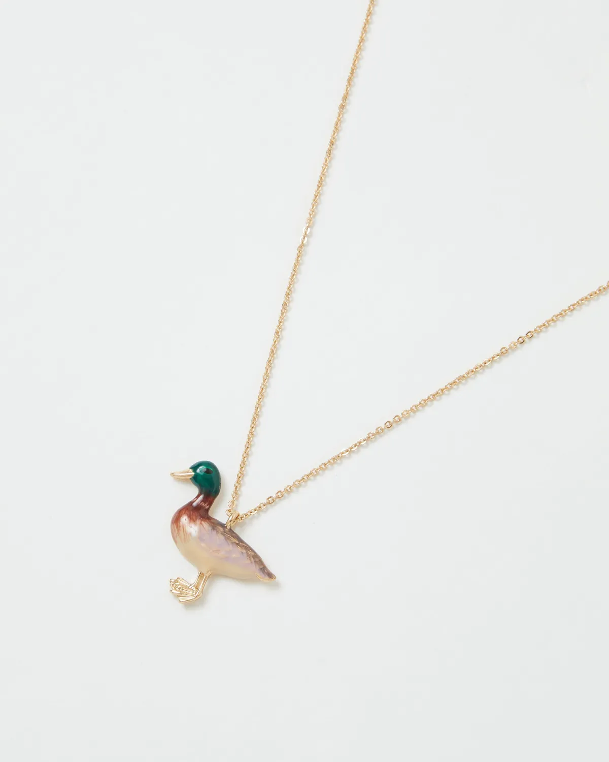 Necklaces-Fable England Enamel Mallard Duck Long Necklace