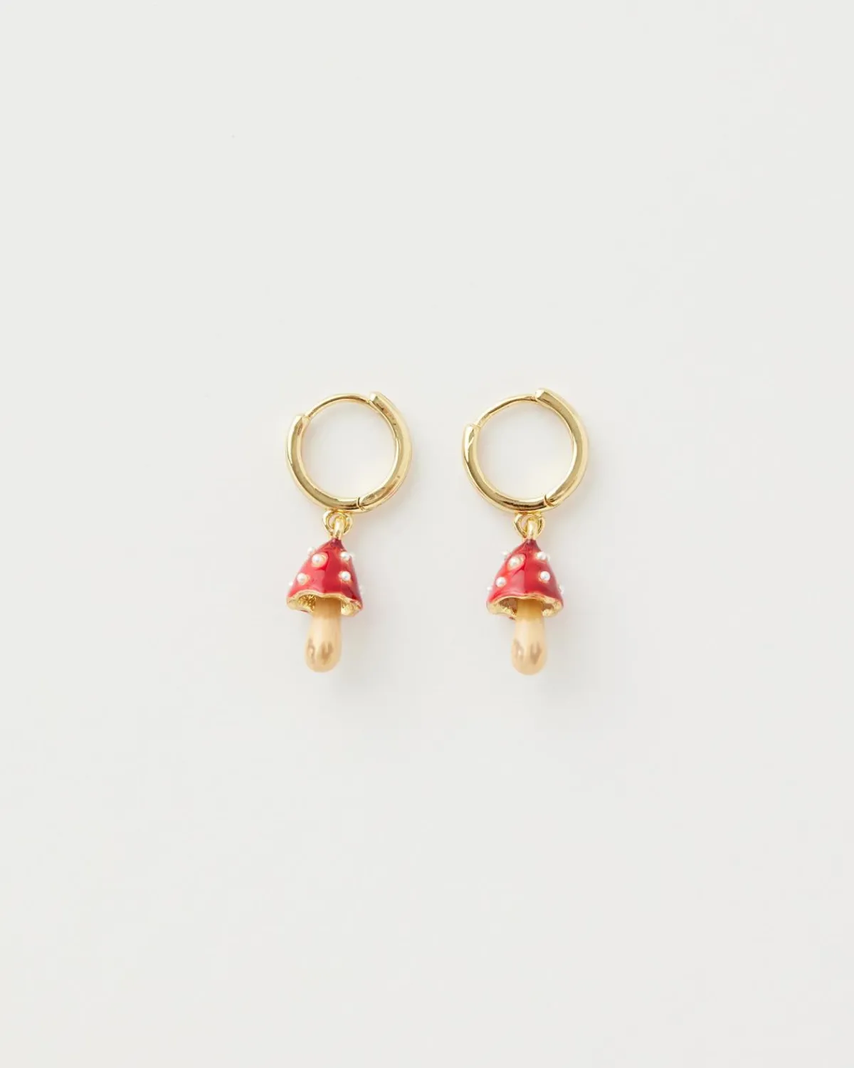 Earrings-Fable England Enamel Mushroom Huggie Earrings