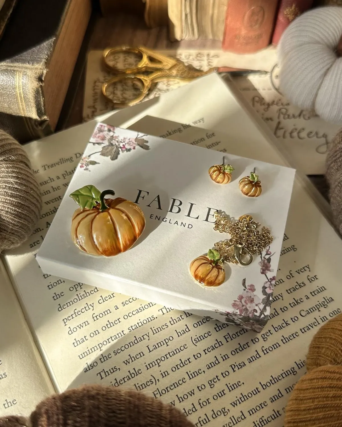 Necklaces-Fable England Enamel Pumpkin Short Necklace