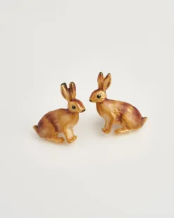 Earrings-Fable England Enamel Rabbit Stud Earrings