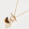 Necklaces-Fable England Enamel Red Admiral Charm Necklace