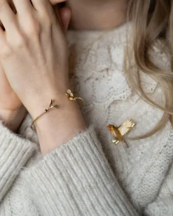 Bracelets & Bangles-Fable England Enamel Robin & Mistletoe Bangle