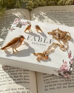 Pins & Brooches-Fable England Enamel Robin Brooch