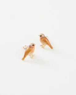 Earrings-Fable England Enamel Robin Earrings