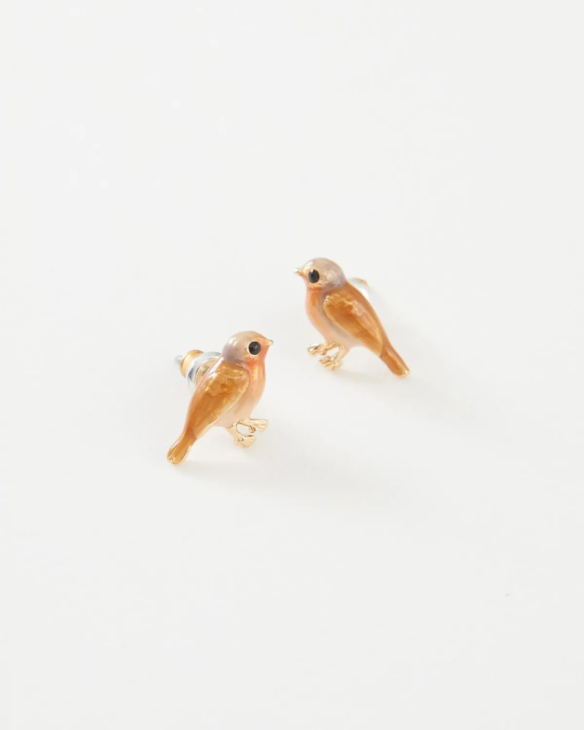Earrings-Fable England Enamel Robin Earrings