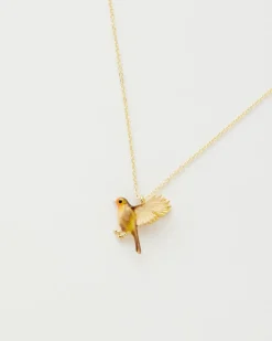 Necklaces-Fable England Enamel Robin Necklace