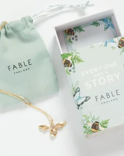 Necklaces-Fable England Enamel Short Bee Necklace