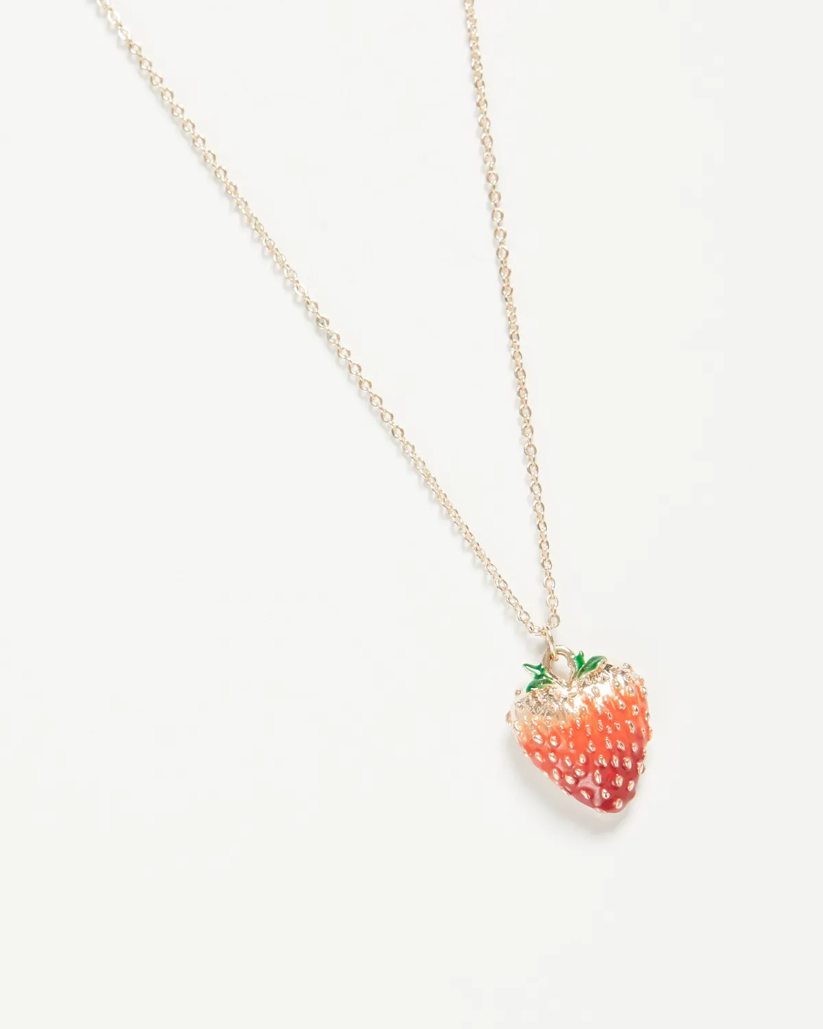 Necklaces-Fable England Enamel Strawberry Long Necklace