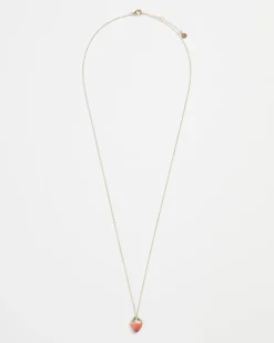 Necklaces-Fable England Enamel Strawberry Long Necklace