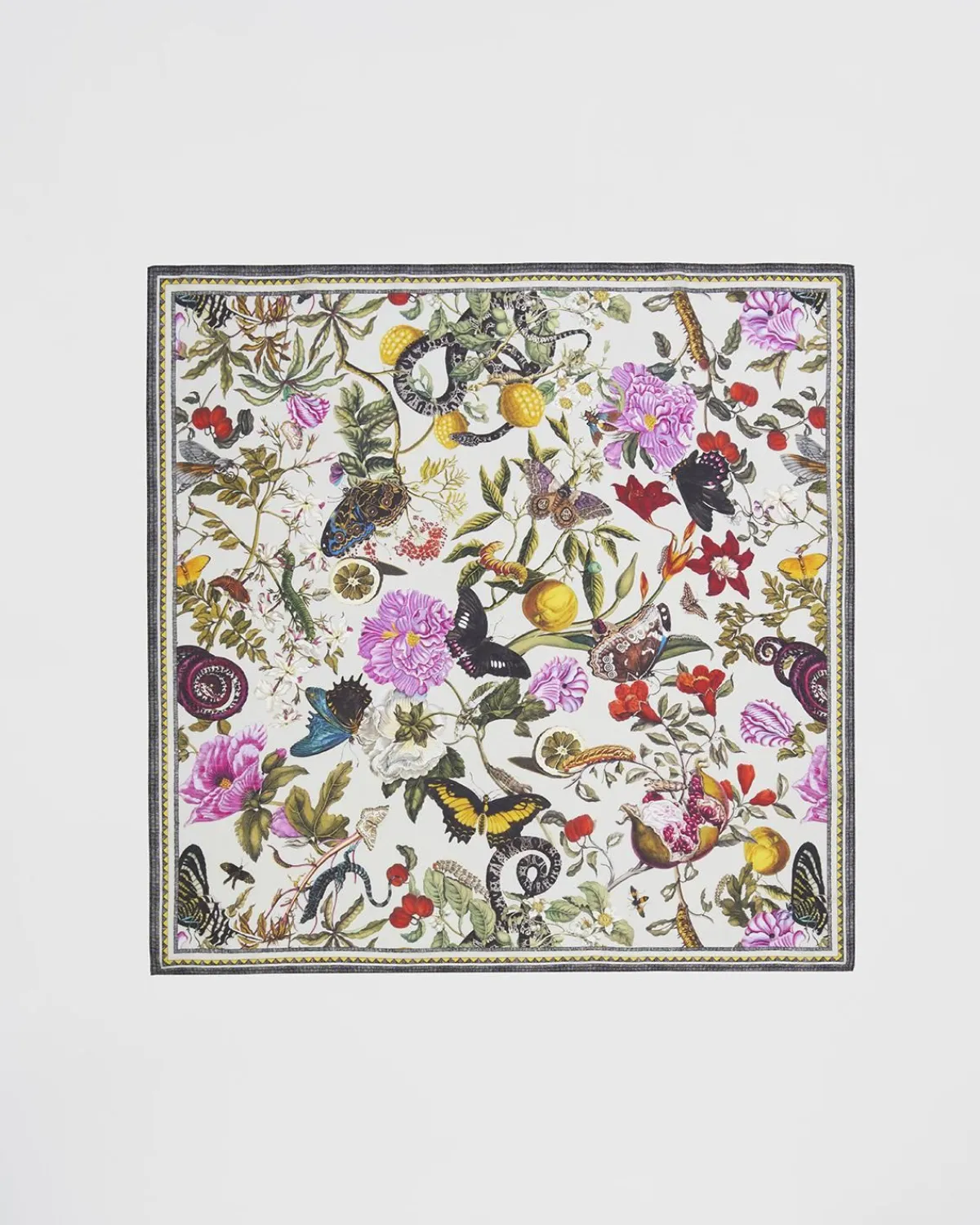 Square Scarves|Luxury Scarves-Fable England Floral Engraving Large Square Scarf