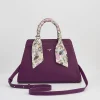Cross Body Bags|Tote Bags-Fable England Floral Engravings Large Plum Tote