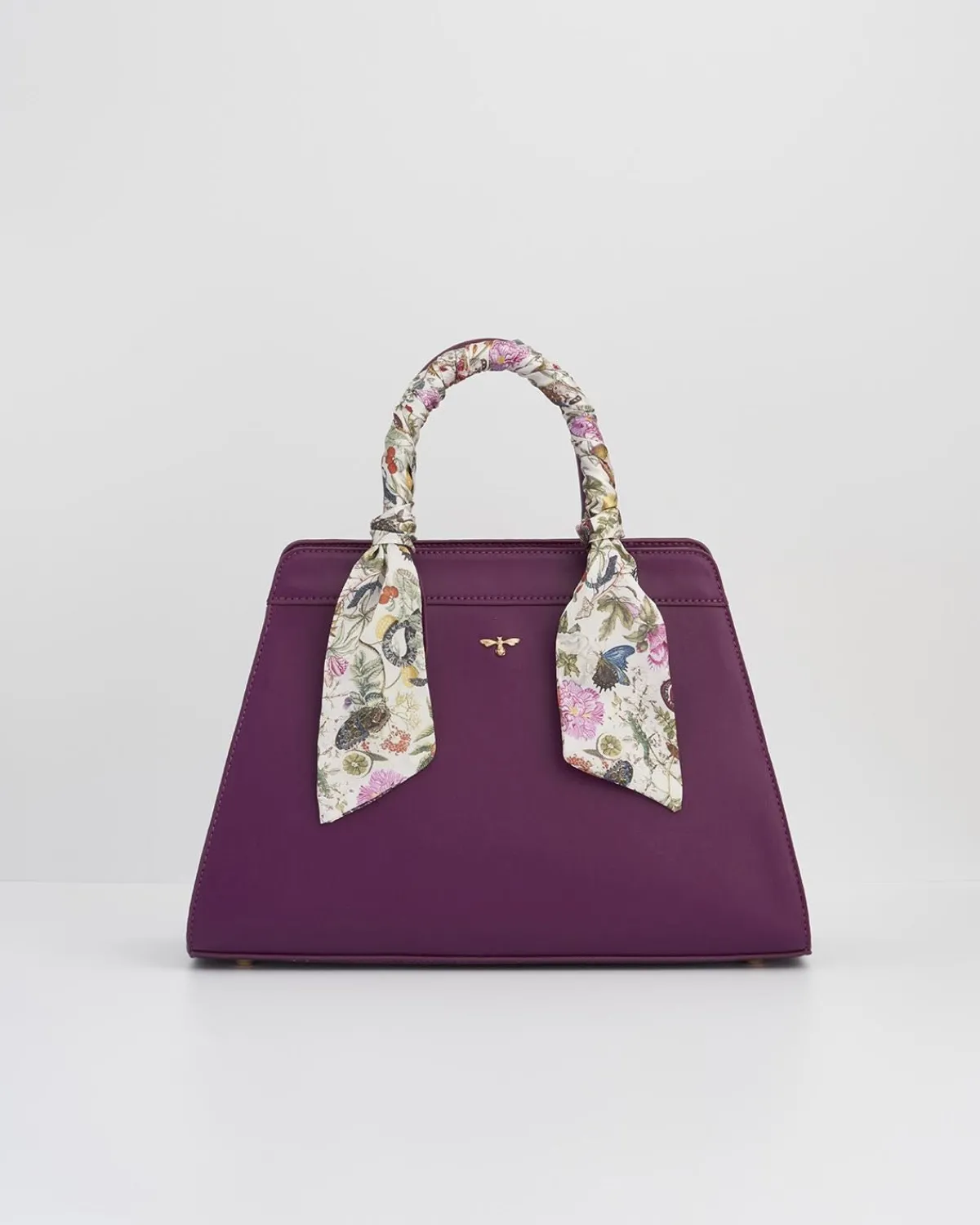 Cross Body Bags|Tote Bags-Fable England Floral Engravings Large Plum Tote