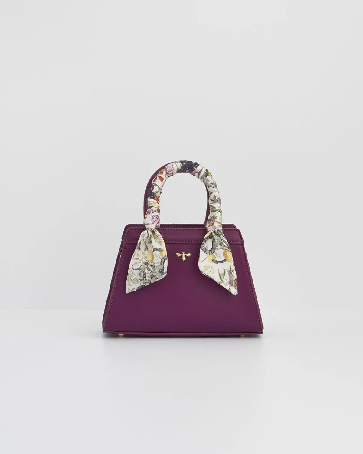Cross Body Bags|Tote Bags-Fable England Floral Engravings Mini Plum Tote