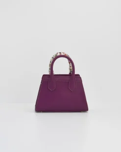 Cross Body Bags|Tote Bags-Fable England Floral Engravings Mini Plum Tote
