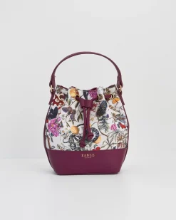 Cross Body Bags-Fable England Floral Engravings Plum Bucket Purse