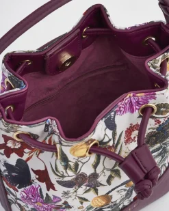 Cross Body Bags-Fable England Floral Engravings Plum Bucket Purse