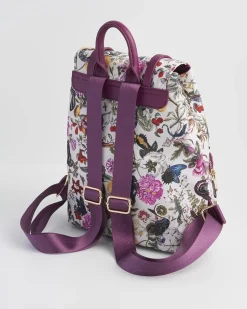 Backpacks-Fable England Floral Engravings Small Plum Backpack