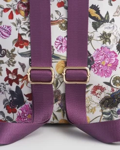 Backpacks-Fable England Floral Engravings Small Plum Backpack