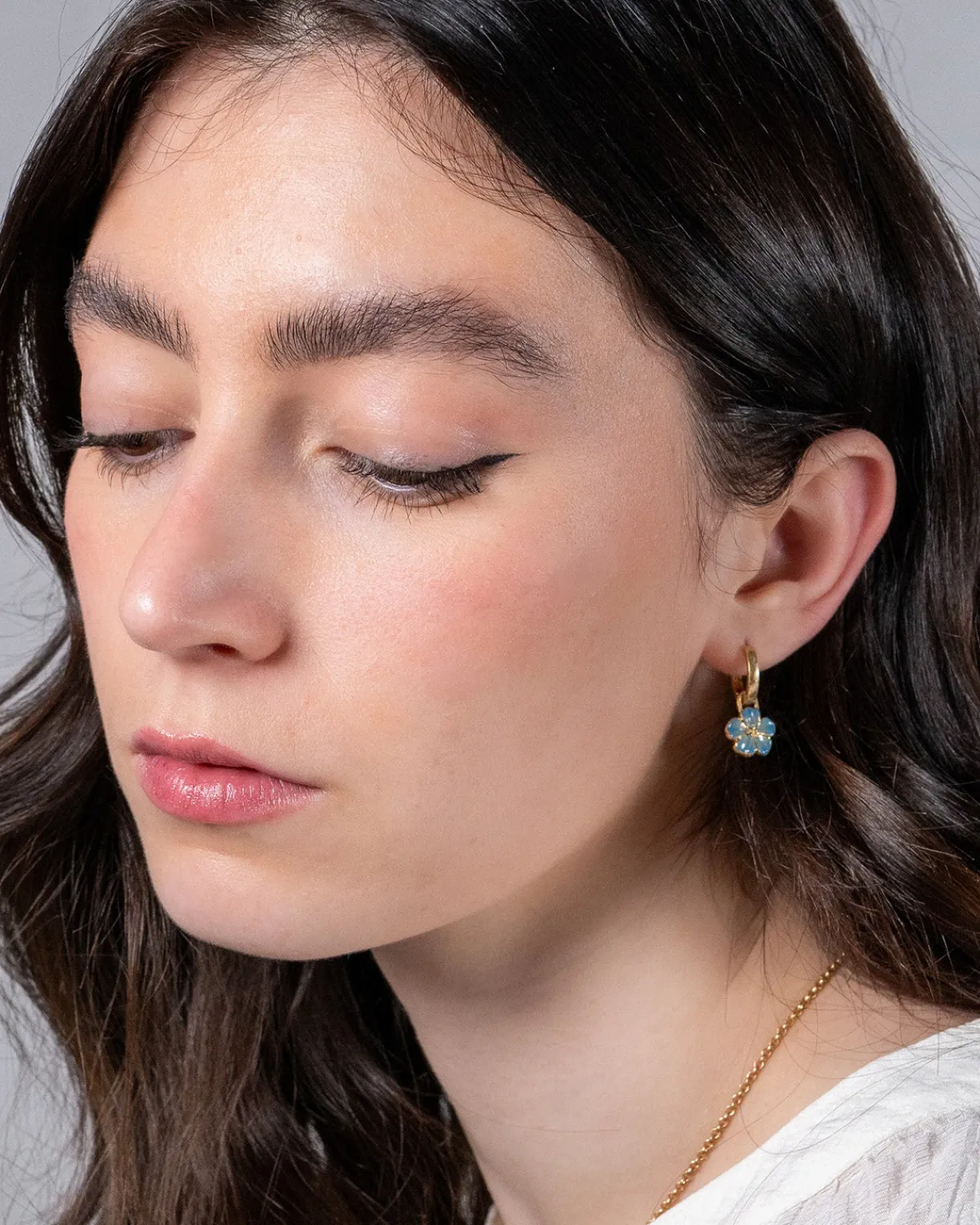 Earrings-Fable England Flower Huggie Earrings