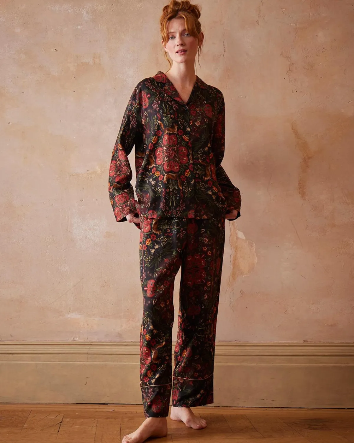 Pajamas-Fable England Folksy Fox Pajamas Black