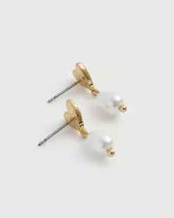 Earrings-Fable England Forget-Me-Not Heart & Pearl Earrings