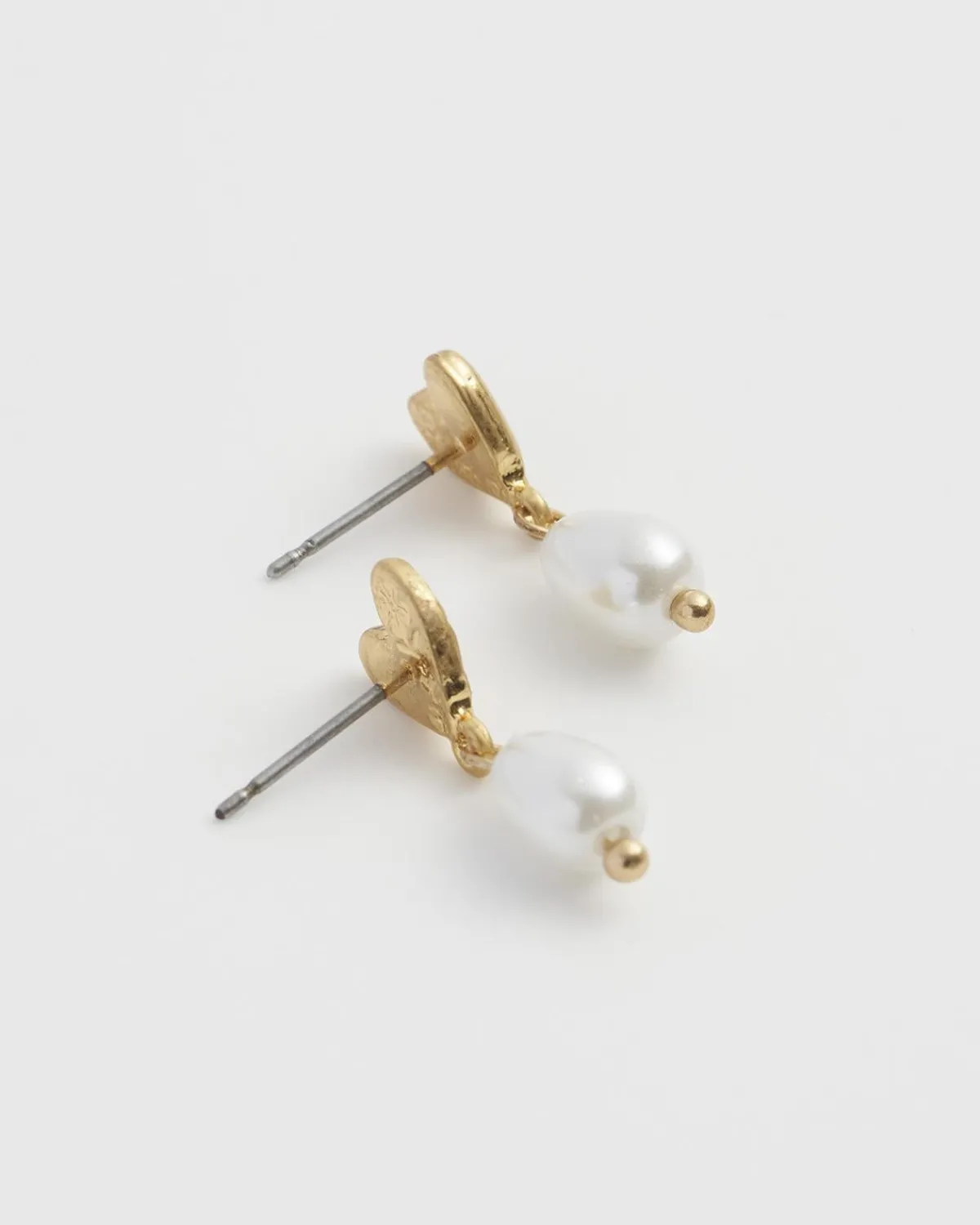 Earrings-Fable England Forget-Me-Not Heart & Pearl Earrings