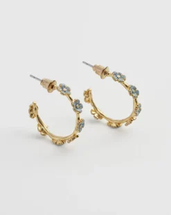 Earrings-Fable England Forget-Me-Not Stud Hoop Earrings