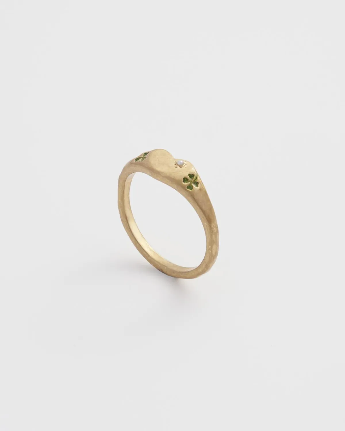 Rings-Fable England Four Leaf Clover & Pearl Signet Ring
