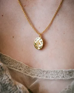Necklaces|Lockets-Fable England Fox & Acorn Oval Chain Locket Necklace
