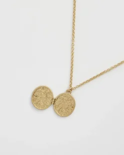 Necklaces|Lockets-Fable England Fox & Acorn Oval Chain Locket Necklace