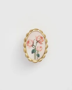 Pins & Brooches-Fable England Framed Roses Brooch