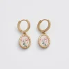 Earrings-Fable England Framed Roses Huggies