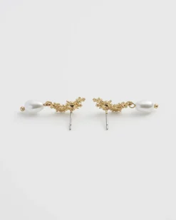 Earrings-Fable England Hibiscus & Pearl Earrings