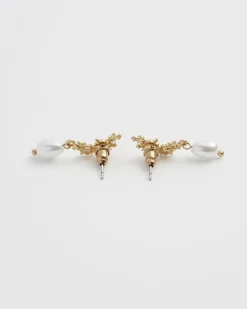 Earrings-Fable England Hibiscus & Pearl Earrings