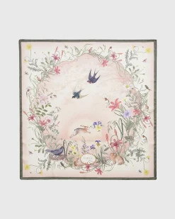Square Scarves-Fable England High Tea Narrative Ivory Square Scarf