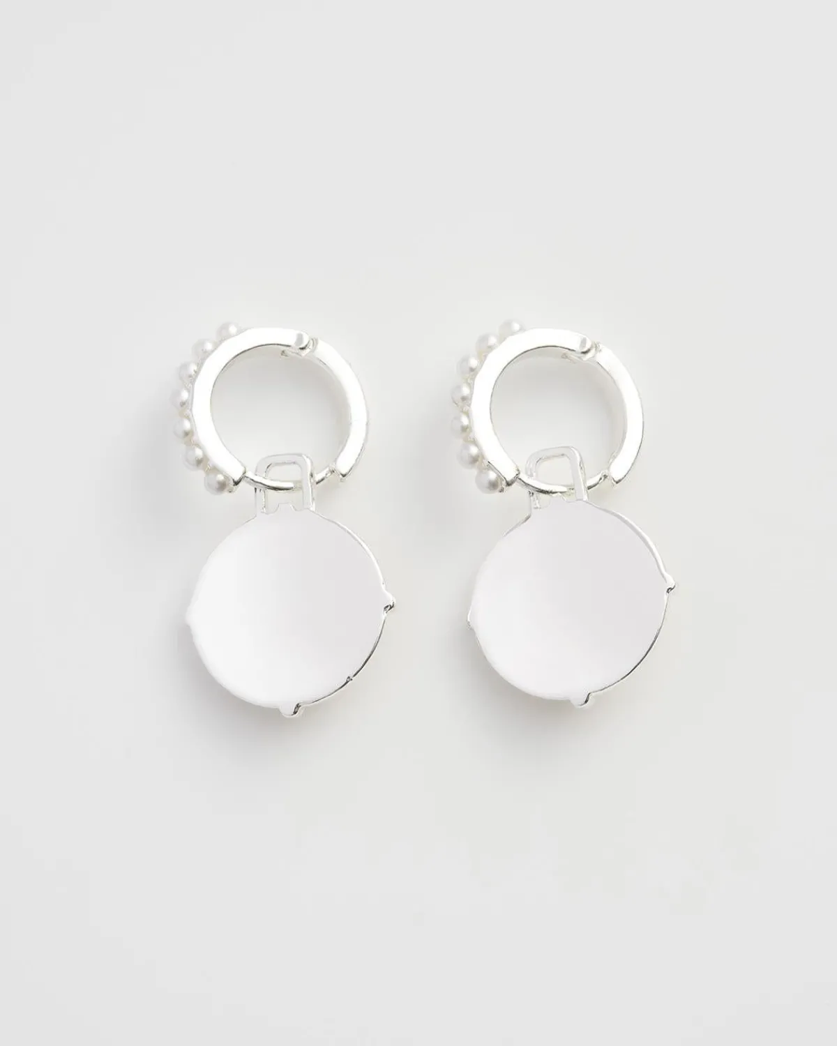 Silver Jewelry|Earrings-Fable England Honey Bee & Pearl Huggie Earrings Silver