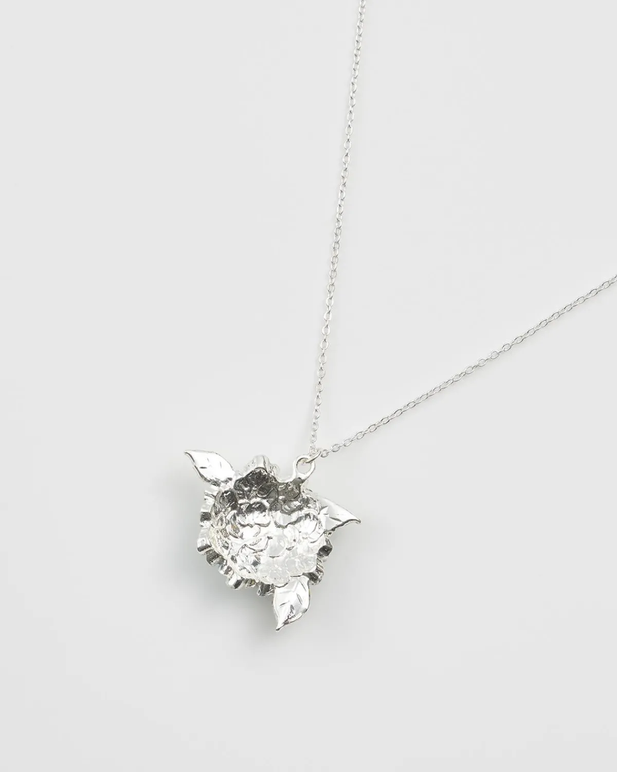 Silver Jewelry|Necklaces-Fable England Hydrangea Silver Necklace