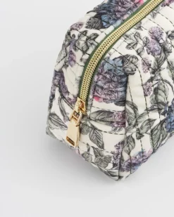 Makeup Bags-Fable England Hydrangea Small Quilted Makeup Bag