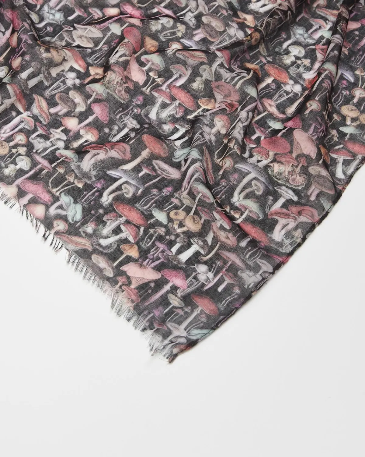 Lightweight Scarves-Fable England Magical Mushroom Black Lightweight Scarf