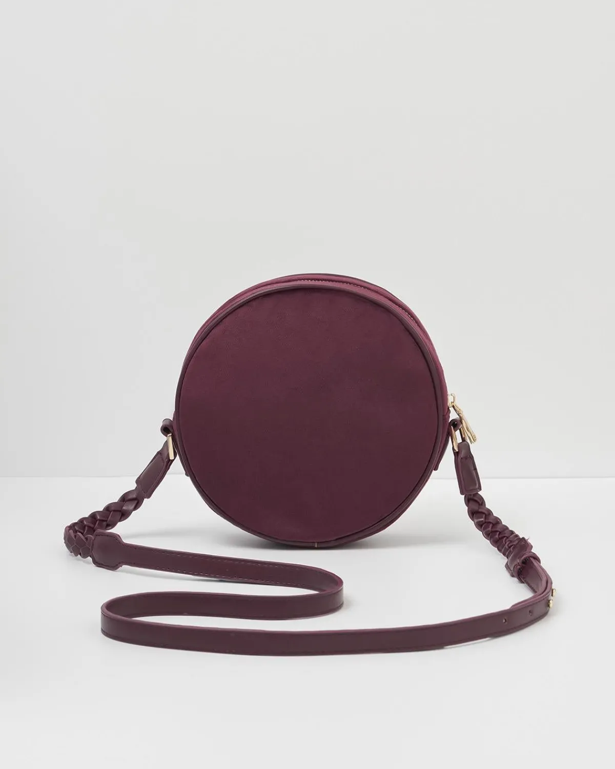 Cross Body Bags|Embroidered Bags-Fable England Magical Mushroom Burgundy Circle Purse